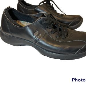 Dansko Black Leather Lace Up Slip Resistant Sneakers Shoes Women's 38 / 7.5